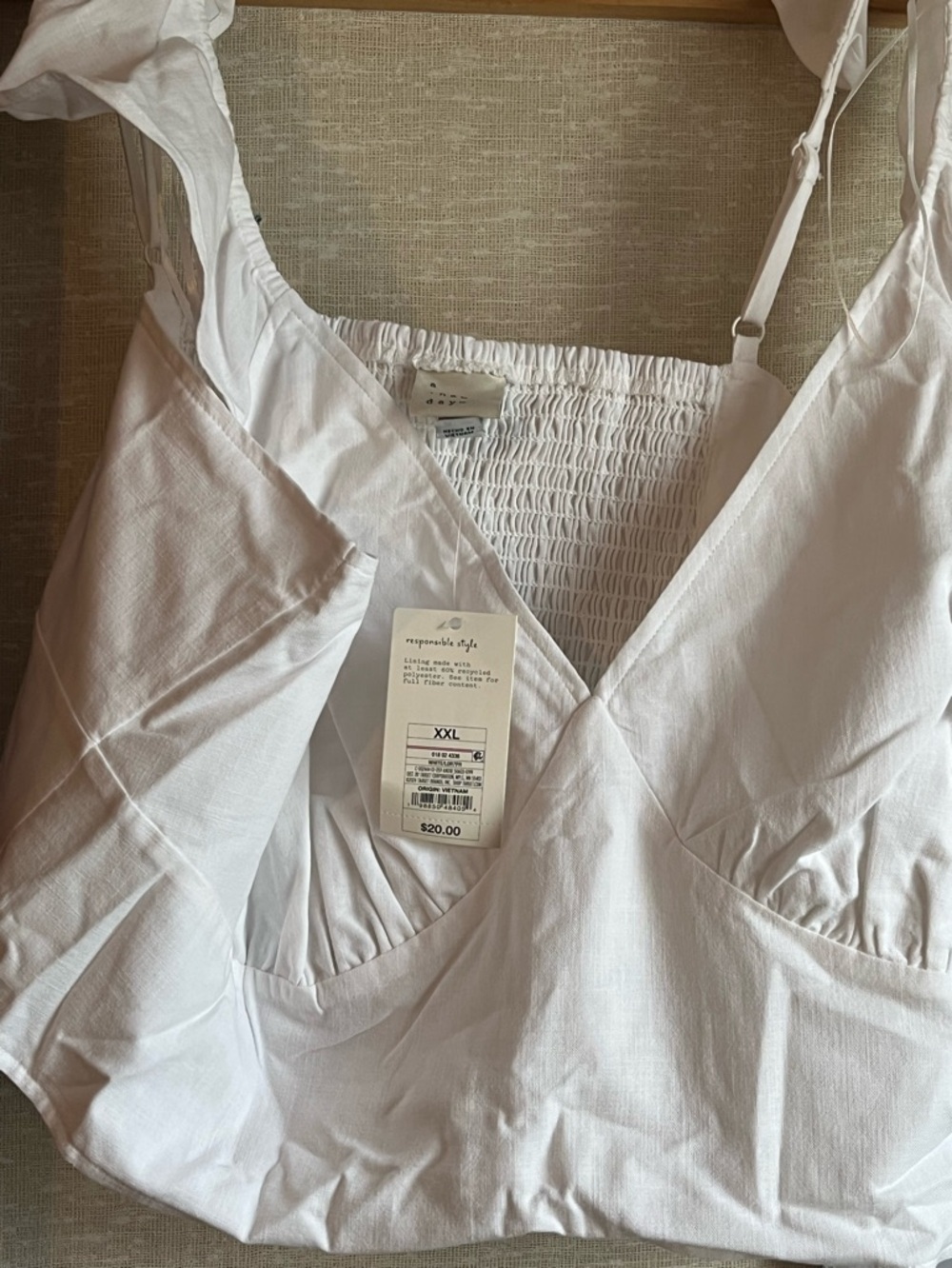 Women’s White Smocked Back Camisole Top - Brand: Unbranded